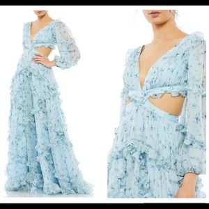 Mac Duggal Ruffled Cutout Floral Ballgown size 8